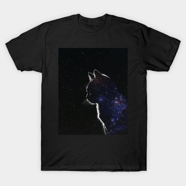 Star Covered Cat T-Shirt by DreamCollage